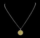 1.50 ctw Yellow Sapphire And Diamond Pendant & Chain - 18KT White Gold