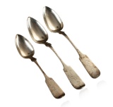 3 Fiddle Tip Coin Silver Spoons 1835