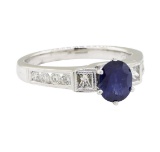 1.51 ctw Sapphire and Diamond Ring - 18KT White Gold