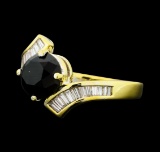 1.40 ctw Black and White Diamond Ring - 14KT Yellow Gold