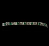 1.53 ctw Emerald and Diamond Bracelet - 14KT White Gold