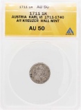 1711 Austria Karl AR Kreuzer Hall Mint Coin ANACS AU50