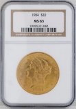 1904 $20 Liberty Head Double Eagle Gold Coin NGC MS63