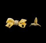 14KT Yellow Gold Hummingbird and Ribbon Pins