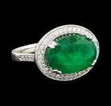 5.95 ctw Emerald and Diamond Ring - 14KT White Gold