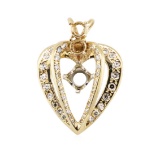 1.00 ctw Diamond Semi-Mount Heart Shaped Pendant - 14KT Yellow Gold