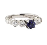 1.00 ctw Sapphire and Diamond Ring - 14KT White Gold