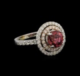 2.30 ctw Pink Tourmaline and Diamond Ring - 14KT White Gold