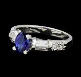 1.00 ctw Sapphire and Diamond Ring - 18KT White Gold