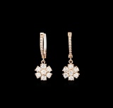1.08 ctw Diamond Earrings - 14KT Rose Gold