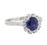 2.07 ctw Sapphire and Diamond Ring - 14KT White Gold