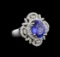 3.76 ctw Tanzanite and Diamond Ring - 14KT White Gold