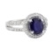 2.45 ctw Sapphire and Diamond Ring - 14KT White Gold