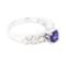 1.36 ctw Sapphire and Diamond Ring - 18KT White Gold