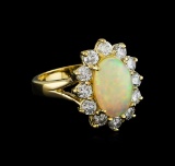 2.56 ctw Opal and Diamond Ring - 14KT Yellow Gold
