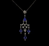 2.71 ctw Sapphire and Diamond Necklace - 18KT Rose Gold