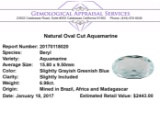 6.98 ct.Natural Oval Cut Aquamarine