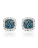 14k White Gold 0.58CTW Diamond and Blue Diamonds Earrings, (SI/H)