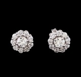 1.24 ctw Diamond Earrings - 14KT White Gold