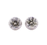 0.65 ctw Diamond Stud Earrings - 14KT White Gold