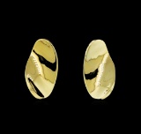 Concave Nugget Earrings - Gold Plated