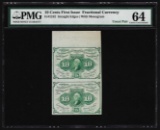 Uncut Pair of 1862 Ten Cents First Issue Fractional Notes PMG Choice Uncirculate