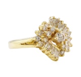 1.00 ctw Diamond Waterfall Cluster Ring - 14KT Yellow Gold