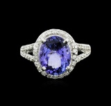 14KT White Gold 4.19 ctw Tanzanite and Diamond Ring