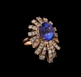 8.16 ctw Tanzanite and Diamond Ring - 14KT Rose Gold