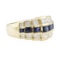 1.56 ctw Blue Sapphire and Diamond Ring - 14KT Yellow Gold