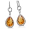 14k White Gold 10.90CTW Diamond and Citrine Earrings, (Gold)