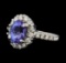 1.80 ctw Tanzanite and Diamond Ring - 14KT White Gold