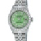 Rolex Ladies Stainless Steel Quickset Green Diamond Lugs Jubilee Datejust Wristw