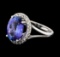 3.38 ctw Tanzanite and Diamond Ring - 14KT White Gold