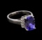 3.54 ctw Tanzanite and Diamond Ring - 14KT White Gold