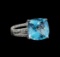 14KT White Gold 9.91 ctw Topaz and Diamond Ring