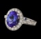 3.35 ctw Tanzanite and Diamond Ring - 14KT White Gold