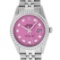 Rolex Mens Stainless Steel Pink Diamond 36MM Datejust Wristwatch