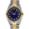 Rolex Mens 2 Tone 14K Lugs Blue Vignette Diamond String & Sapphire Datejust Wris