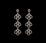 3.30 ctw Ruby and Diamond Earrings Dangle - 18KT White Gold