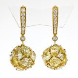 10.13 ctw Fancy Intense Yellow & Brilliant Diamond Drop Ball Earrings