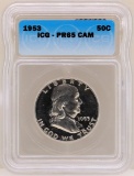 1953 Franklin Half Dollar Proof Coin ICG PR65CAM