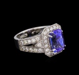 4.25 ctw Tanzanite and Diamond Ring - 14KT White Gold