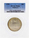 1936 Delaware Commemorative Half Dollar Coin PCGS MS66