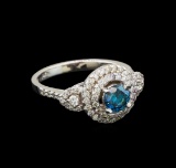 14KT White Gold 0.98 ctw Blue Diamond Ring