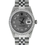 Rolex Mens Stainless Steel Slate Grey Diamond 36MM Datejust Wristwatch