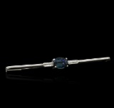 0.66 ctw Blue Sapphire and Diamond Pin - Platinum