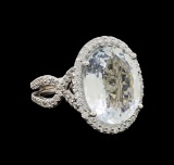 14KT White Gold 9.47 ctw Aquamarine and Diamond Ring