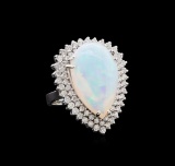 8.65 ctw Opal and Diamond Ring - 14KT White Gold