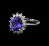 3.04 ctw Tanzanite and Diamond Ring - 14KT White Gold